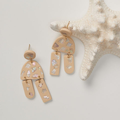 Mother of Pearl Speckled Dangle Earrings