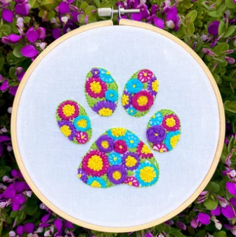 Flower Paw-er Embroidery Kit