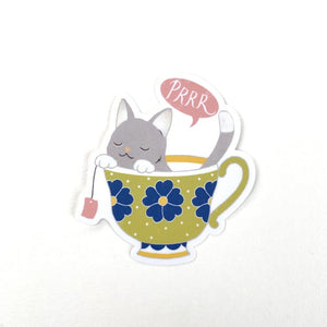 Teacup Kitty Sticker