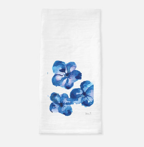Blue Flower Tea Towel