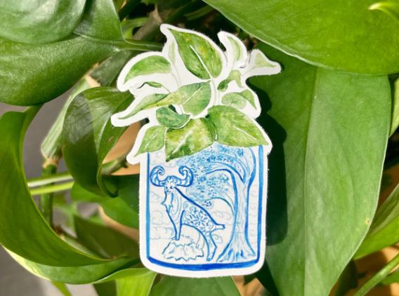 Year of the Goat+ Pothos Plant Sticker