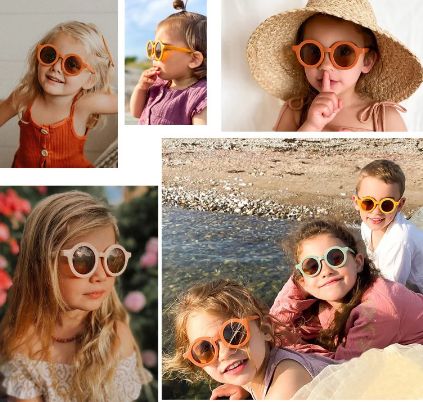 (Orange) Kids Round Sunglasses