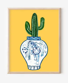 Zodiac Plant Print- Tiger Saguaro Cactus