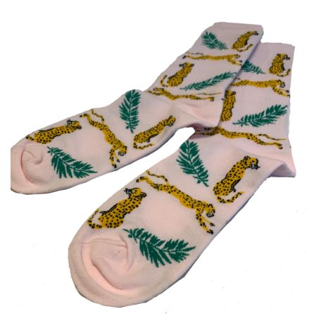 Women's Cotton Pink Cheetah Socks