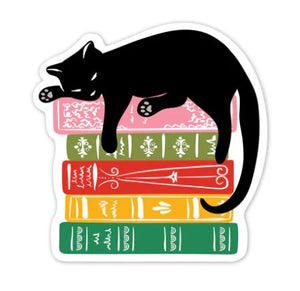 Black Cat & Books Sticker