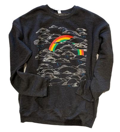 Unisex Black Rainbow Crew Sweater (Med)