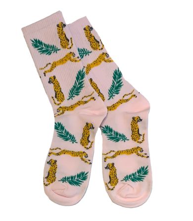 Women's Cotton Pink Cheetah Socks