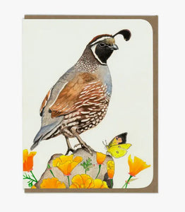 Quail and Poppies Card