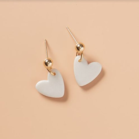 Love Mini Pearl Heart Earrings- White