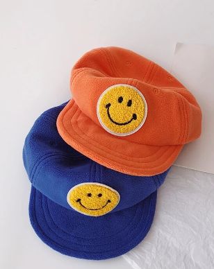 (White) Kids Smiley Baseball Hat