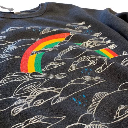 Unisex Black Rainbow Crew Sweater (XL)