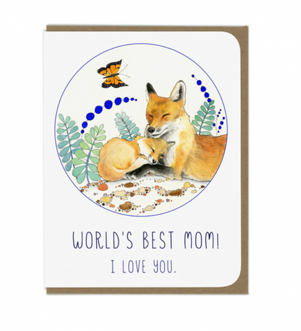 World's Best Mom Fox Card