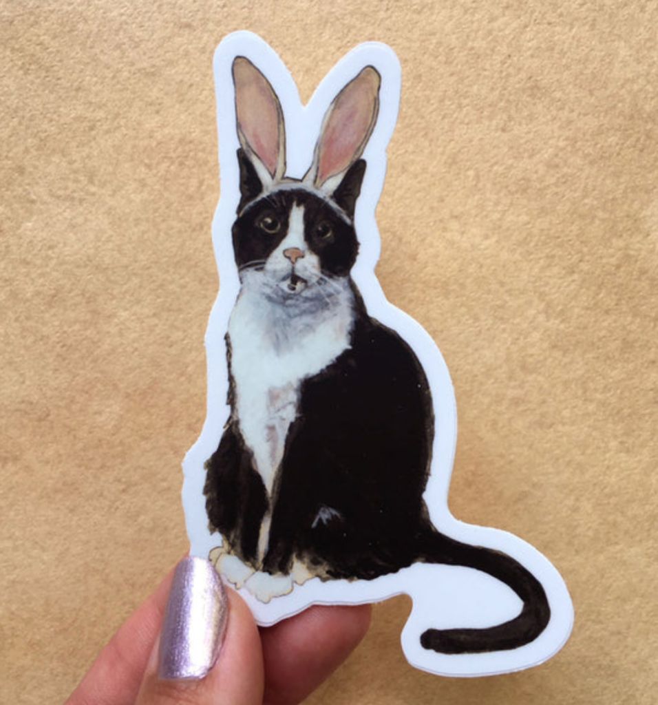 Bunny Ears Cat Sticker