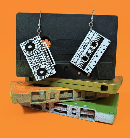 Boombox & Tape Dangle Earrings