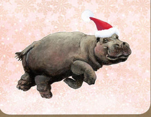 HOLIDAY-Dancing Hippo- Greeting Card