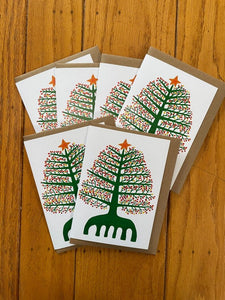 Folk Xmas Tree Cards - Set of 6