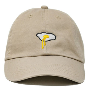 Fried Egg Embroidered Dad Hat (Khaki)