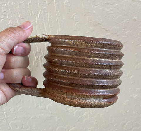 Brown Ribbed Mug