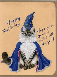 Happy Birthday Wizard Cat Card